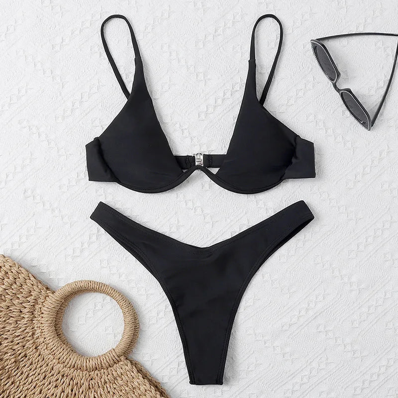 Haler V Neck Bathing Suit Mini Micro Thong Swimwear