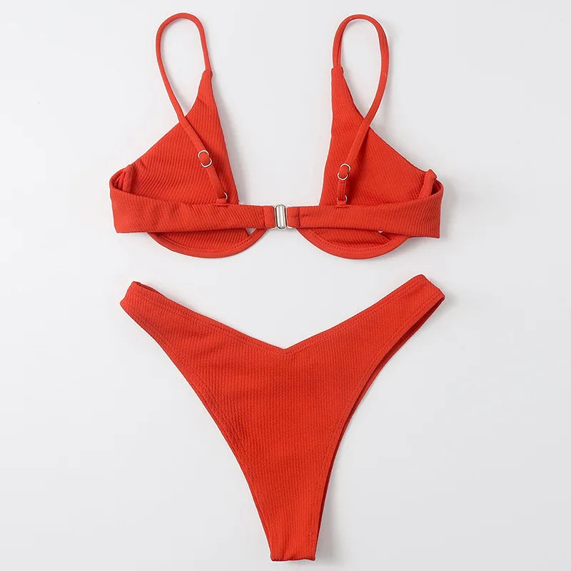 Haler V Neck Bathing Suit Mini Micro Thong Swimwear