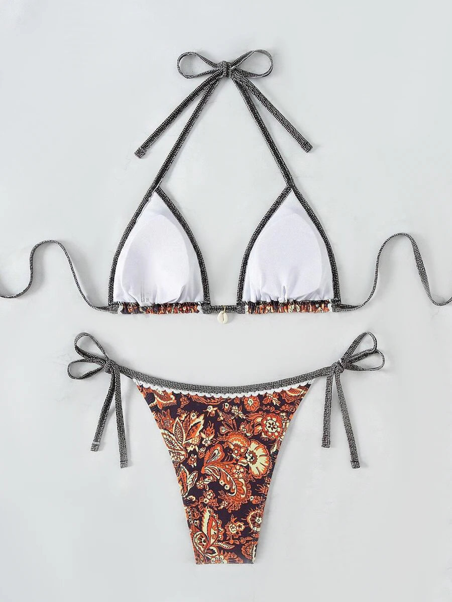 2025 Halter String Triangle Two Piece Bikini Women Swimwear