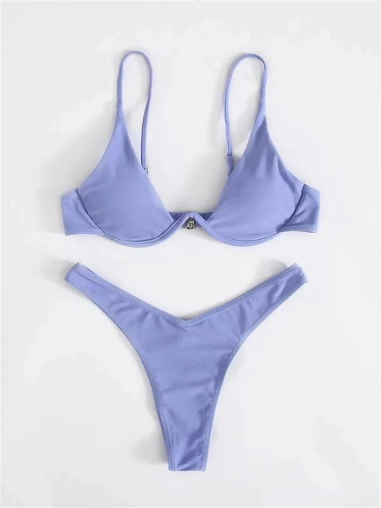 Haler V Neck Bathing Suit Mini Micro Thong Swimwear