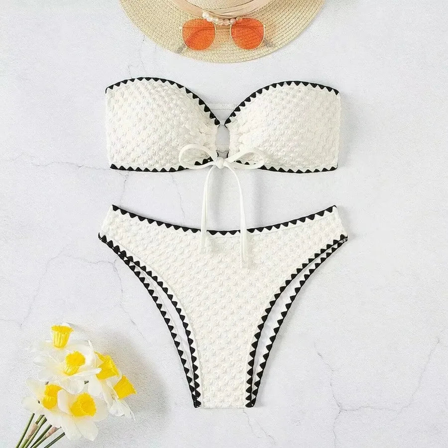 White 2 Piece Strapless Swimsuit