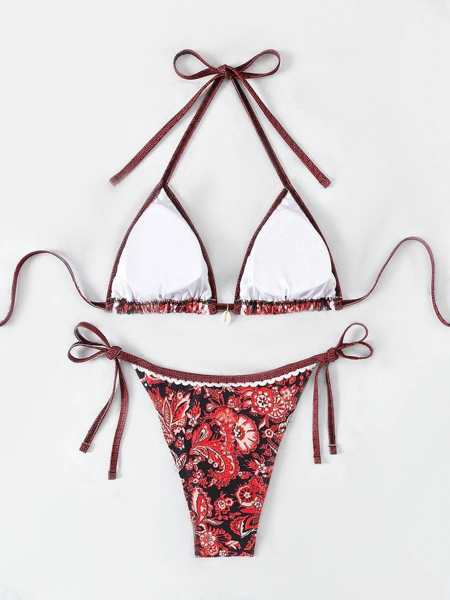 2025 Halter String Triangle Two Piece Bikini Women Swimwear