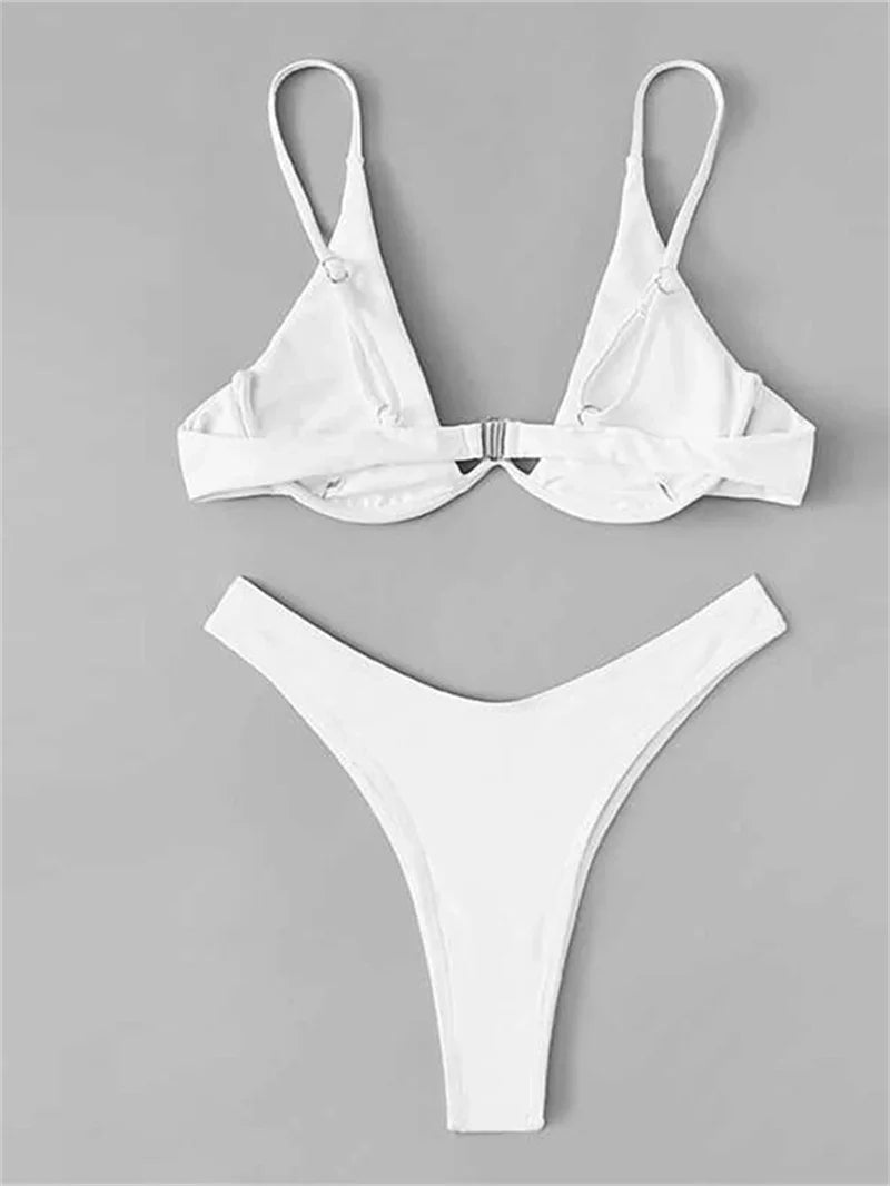 Haler V Neck Bathing Suit Mini Micro Thong Swimwear