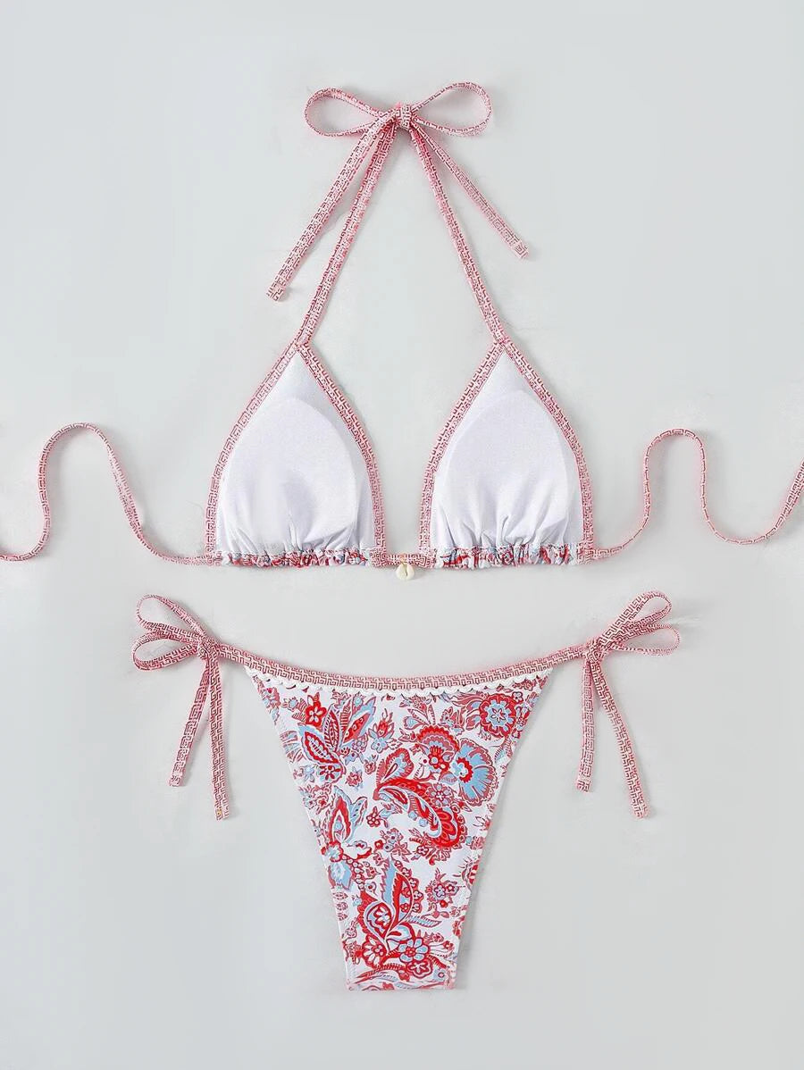 2025 Halter String Triangle Two Piece Bikini Women Swimwear