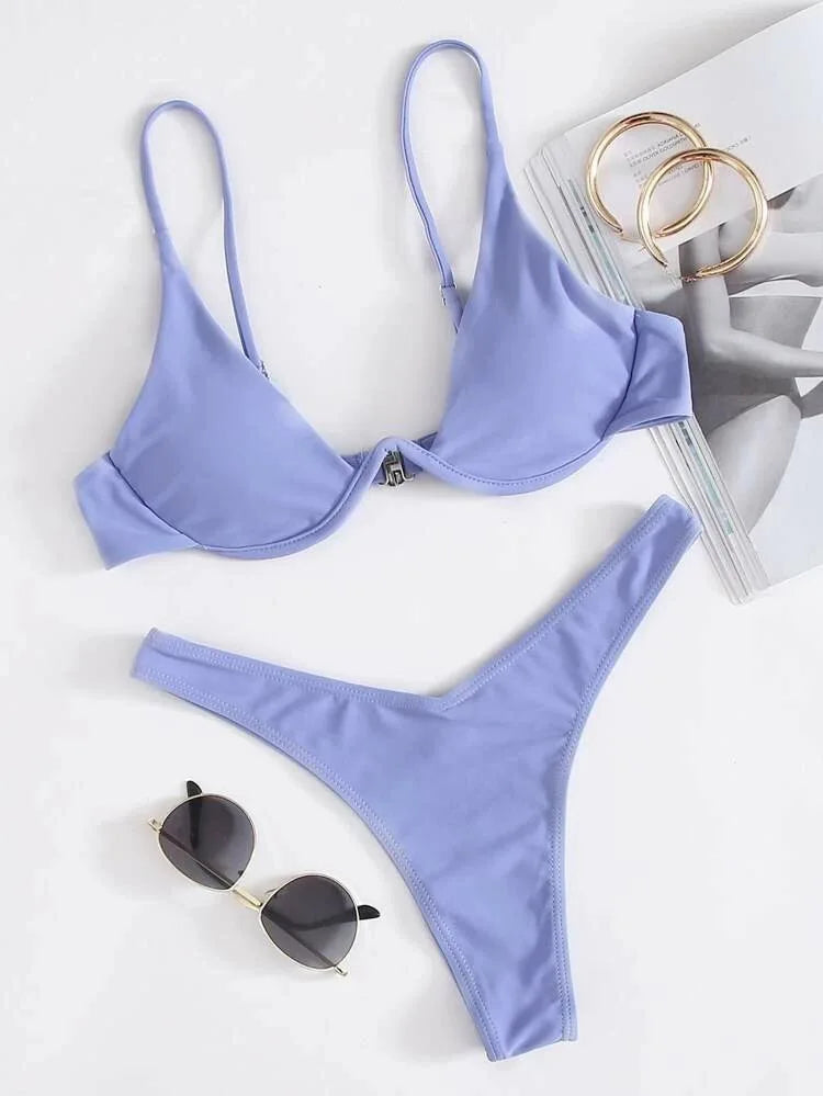 Haler V Neck Bathing Suit Mini Micro Thong Swimwear