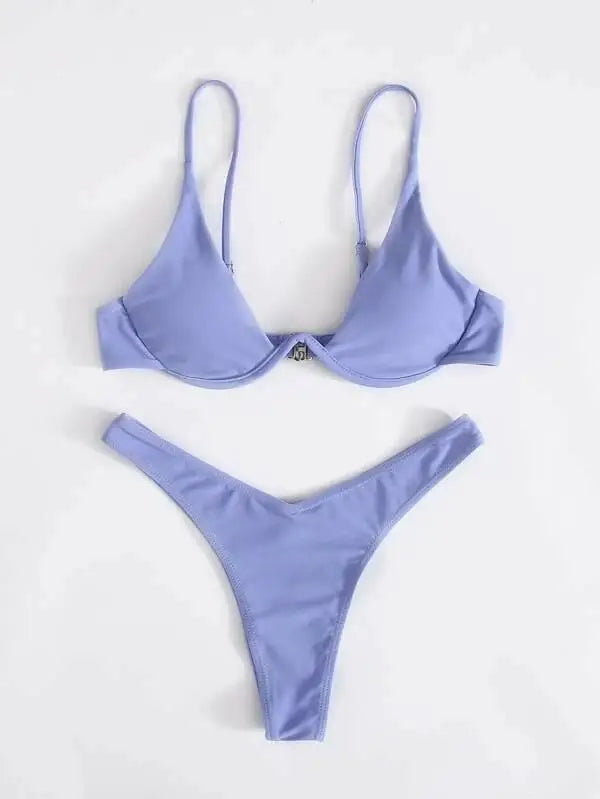 Haler V Neck Bathing Suit Mini Micro Thong Swimwear