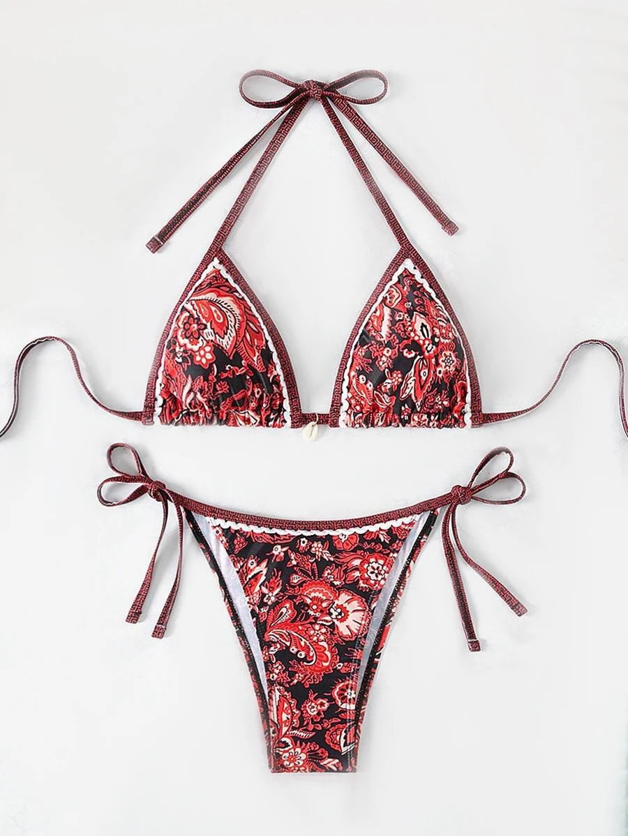 2025 Halter String Triangle Two Piece Bikini Women Swimwear