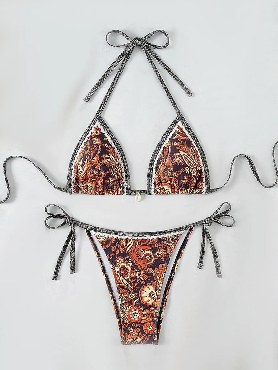 2025 Halter String Triangle Two Piece Bikini Women Swimwear