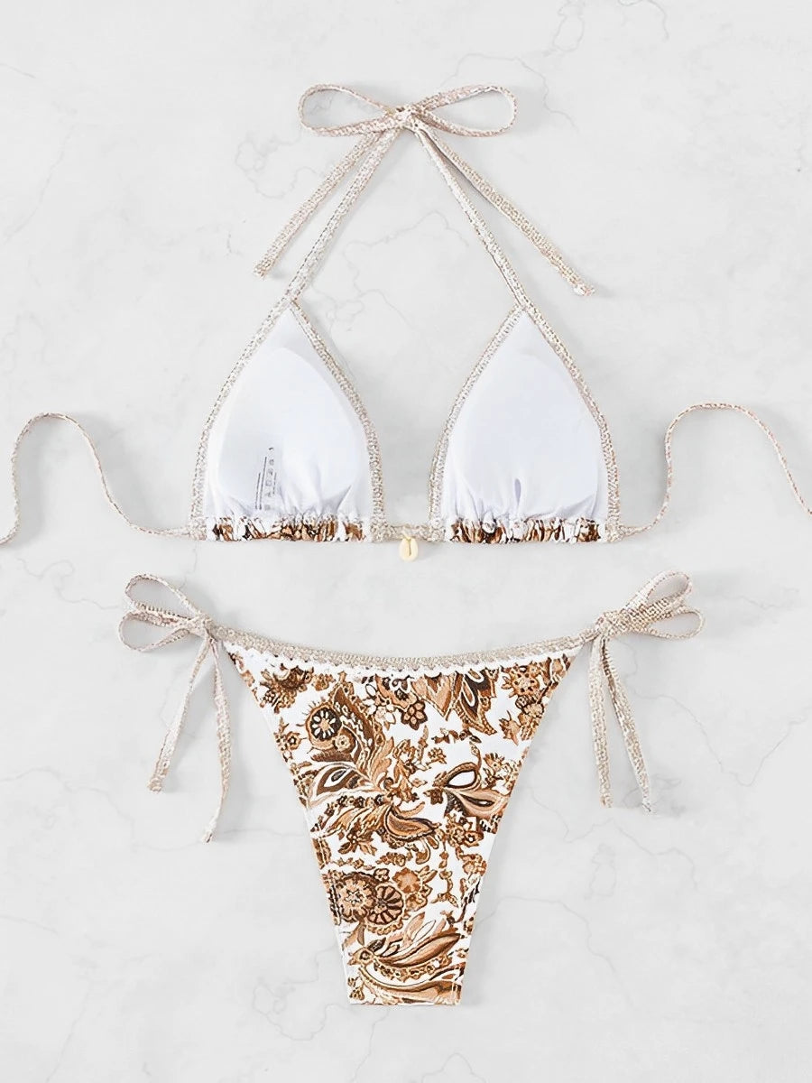 2025 Halter String Triangle Two Piece Bikini Women Swimwear