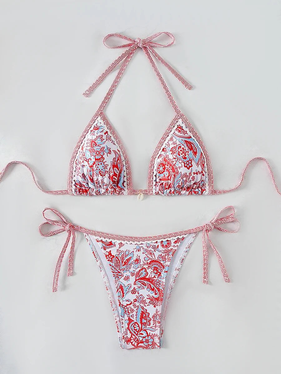 2025 Halter String Triangle Two Piece Bikini Women Swimwear