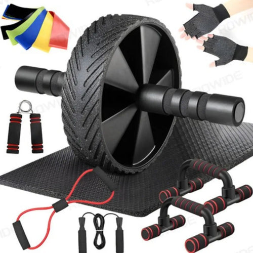 14 Pcs Ab Wheel Roller Set Home Gym Equipment with Jump Rope Push Up Stand AB Roller Fitness Combo for Indoor Workout